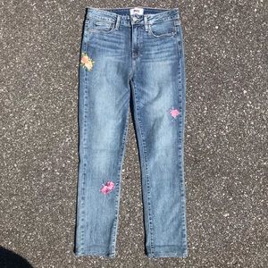 PAIGE Blue Jeans with Floral Accents